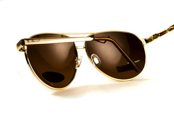 Темные очки с поляризацией BluWater Airforce (brown) (gold metal) Polarized 11 купить