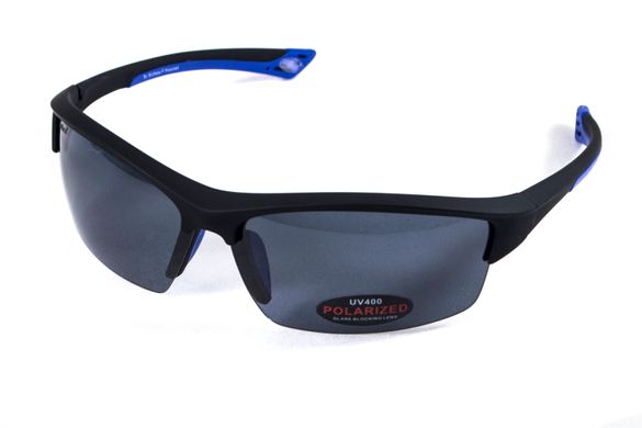 Темні окуляри з поляризацією BluWater Daytona-1 polarized (gray) (blue temples) в чорно-синій оправі 5 купити
