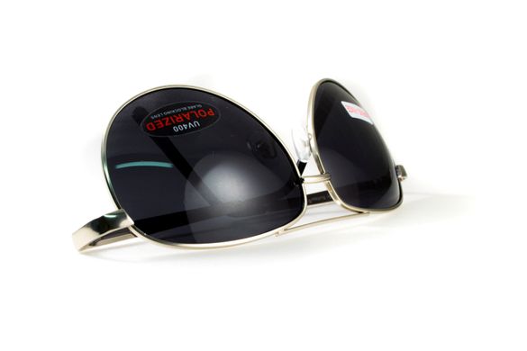 Темные очки с поляризацией BluWater Airforce (gray) (silver metal) Polarized 2 купить