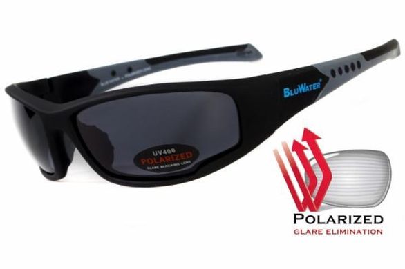 Темні окуляри з поляризацією BluWater Daytona-3 polarized (gray) в чорно-сірій оправі 1 купити