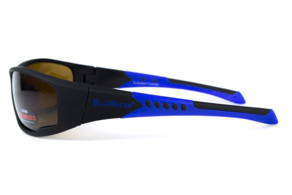 Темні окуляри з поляризацією BluWater Daytona-3 polarized (brown) в чорно синій оправі 5 купити