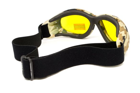 Захисні окуляри з ущільнювачем Global Vision Eliminator Camo Pixel (yellow), жовті в камуфльованій оправі 3 купити