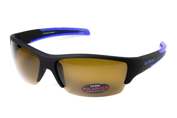 Темні окуляри з поляризацією BluWater Daytona-2 polarized (brown) в чорно-синій оправі 5 купити
