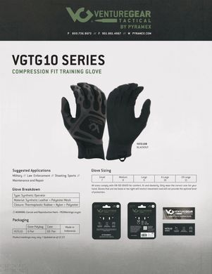 Тактические перчатки Venture Gear Tactical VGTG10 Compression Fit, черные, L(large)