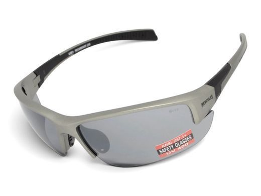 Защитные очки Global Vision Hercules-7 Matte Gray (flash mirror), зеркальные серые в серой металлик оправе 5 купить