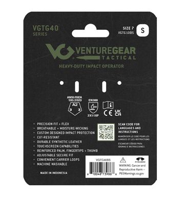 Тактические перчатки противоударные Venture Gear Tactical VGTG40 Heavy-Duty Impact Operator, черные, L (large)