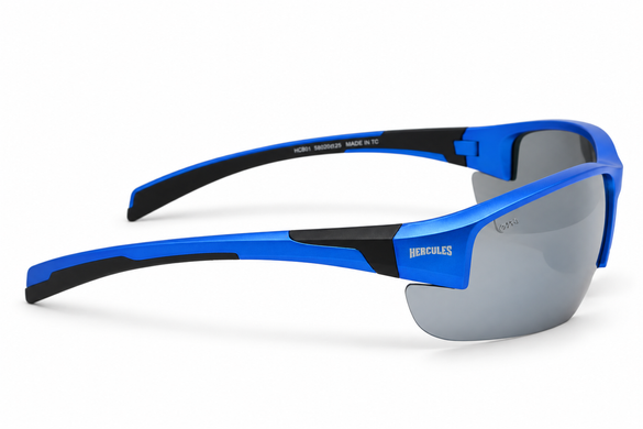 Защитные очки Global Vision Hercules-7 Metallic Blue (flash mirror), зеркальные серые в синей металлик оправе 4 купить