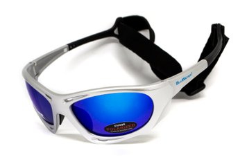 Темні окуляри з поляризацією BluWater Hydro Silver Polarized (G-Tech™ blue) (floating) Anti-Fog, дзеркальні сині в сріблястій оправі 1 купити