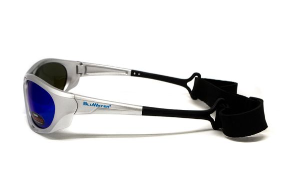 Темні окуляри з поляризацією BluWater Hydro Silver Polarized (G-Tech™ blue) (floating) Anti-Fog, дзеркальні сині в сріблястій оправі 6 купити