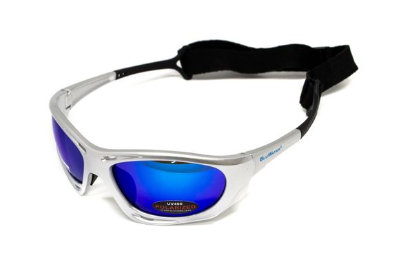 Темні окуляри з поляризацією BluWater Hydro Silver Polarized (G-Tech™ blue) (floating) Anti-Fog, дзеркальні сині в сріблястій оправі 4 купити