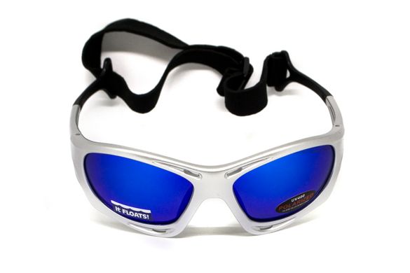 Темні окуляри з поляризацією BluWater Hydro Silver Polarized (G-Tech™ blue) (floating) Anti-Fog, дзеркальні сині в сріблястій оправі 2 купити