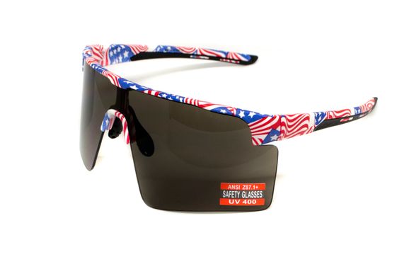 Защитные очки Global Vision Onyx USA Flag (gray), сірі в оправі прапор США 5 купить