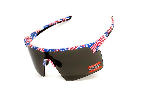 Защитные очки Global Vision Onyx USA Flag (gray), сірі в оправі прапор США 3 купить