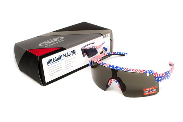 Защитные очки Global Vision Holeshot USA Flag (gray), сірі в оправі прапор США 10 купить