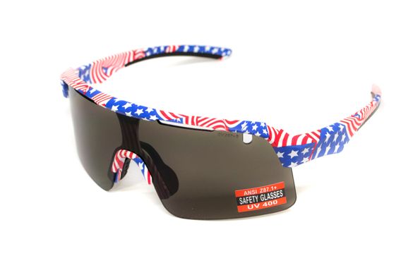 Защитные очки Global Vision Holeshot USA Flag (gray), сірі в оправі прапор США 4 купить