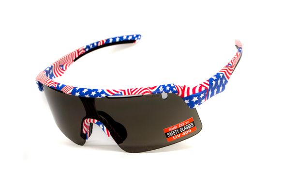 Защитные очки Global Vision Holeshot USA Flag (gray), сірі в оправі прапор США 3 купить