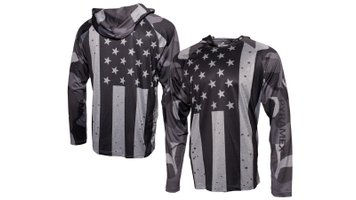 Лонгслів худі сонцезахисний UPF50+ Long Sleeve Hoodie USA Flag, сірий прапор США, розмір XL